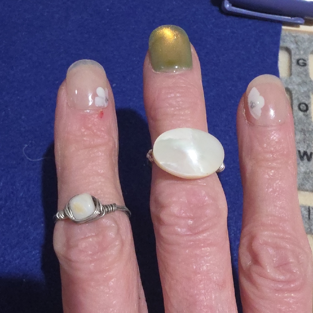 Mother Of Pearl Oval Ring  White MotherOfPearl Statement Ring